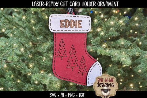 Stocking Tag Gift Card Holder Laser Ready SVG | Ornament Tag SVG Ewe-N-Me Designs 