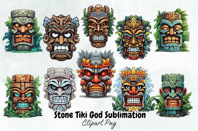 Stone Tiki God Sublimation Clipart Bundle Sublimation Designangry 