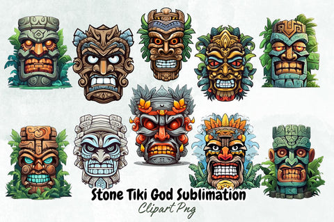 Stone Tiki God Sublimation Clipart Bundle Sublimation Designangry 