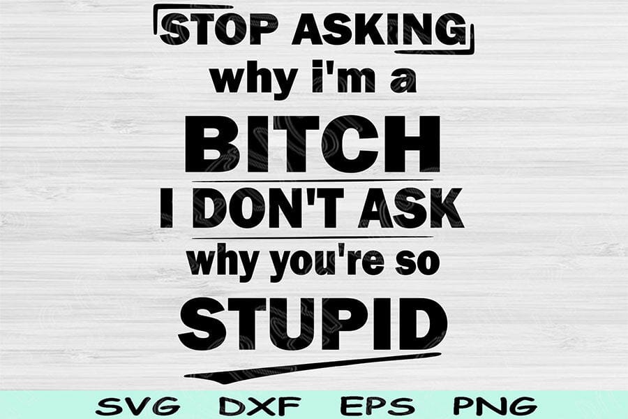 Stop Asking Why I'm A Bitch I Don't Ask Why You're So Stupid Svg Png