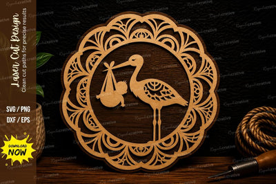 Stork Mandala Laser Cut Svg Design SVG Regulrcrative 