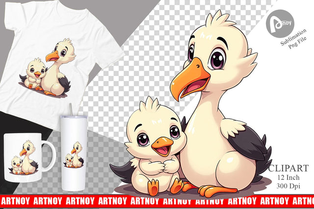 Stork Mother's Day Clipart Sublimation artnoy 
