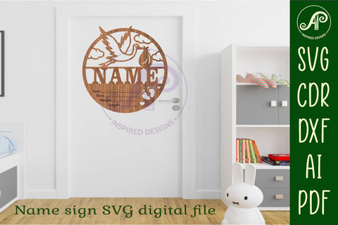 Stork Newborn Baby stats, Birth plaque, name SVG APInspireddesigns 