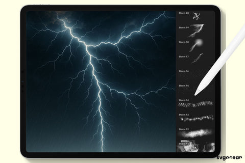 Storm and Cloud Procreate Brushes Digital Pattern SvgOcean 