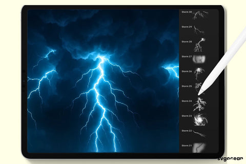 Storm and Cloud Procreate Brushes Digital Pattern SvgOcean 