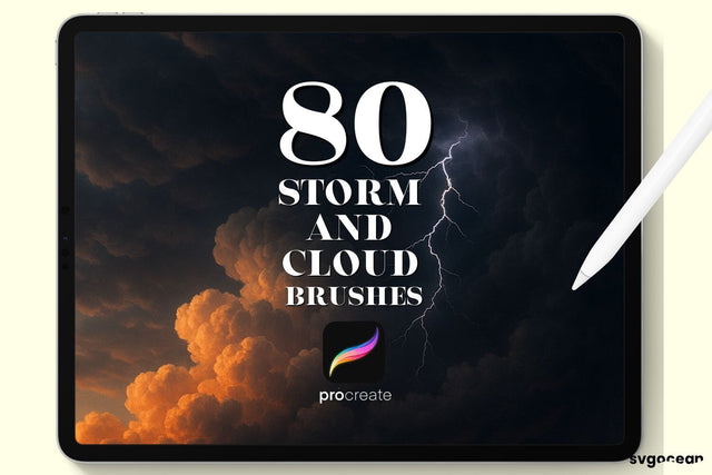 Storm and Cloud Procreate Brushes Digital Pattern SvgOcean 