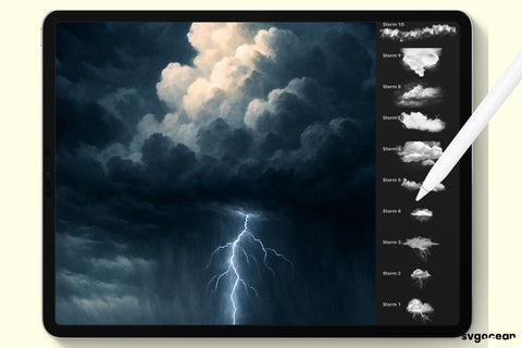Storm and Cloud Procreate Brushes Digital Pattern SvgOcean 