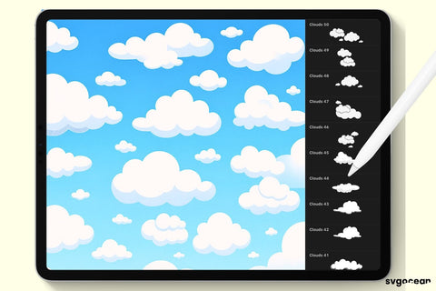 Storm and Cloud Procreate Brushes Digital Pattern SvgOcean 