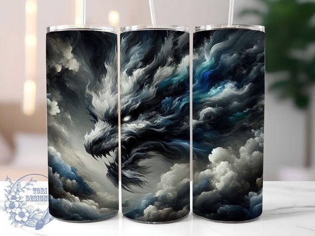 Storm Cloud Dragon Tumbler, Cloud Theme, Mystical Spirit, Fantasy Art, Mythical Design, 20Oz Tumbler, Sublimation Wrap Sublimation ToriDesigns 