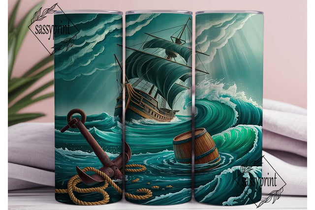 Stormy Seas Ship Tumbler Wrap Sublimation sassyprint 