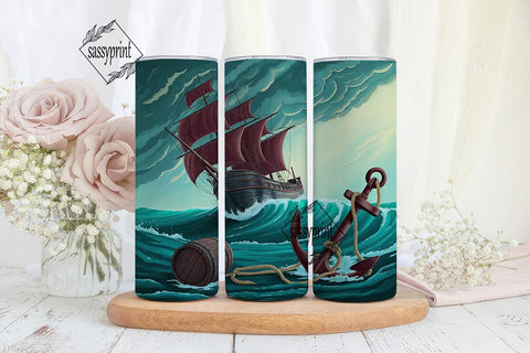 Stormy Seas Ship Tumbler Wrap Sublimation sassyprint 