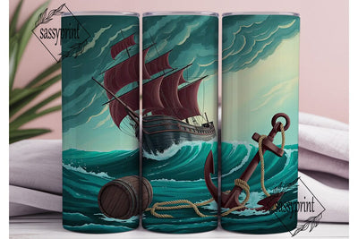 Stormy Seas Ship Tumbler Wrap Sublimation sassyprint 