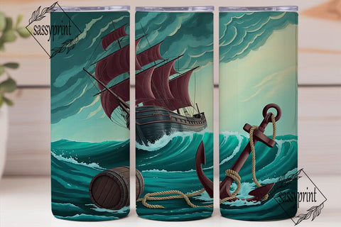 Stormy Seas Ship Tumbler Wrap Sublimation sassyprint 