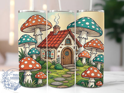 Storybook Mushroom Cottage 20oz Tumbler, Mushroom Cottage, Storybook Style, Fantasy Theme, Sublimation Wrap, 20oz Tumbler, Whimsical Aesthetic, Enchanted Design Sublimation ToriDesigns 