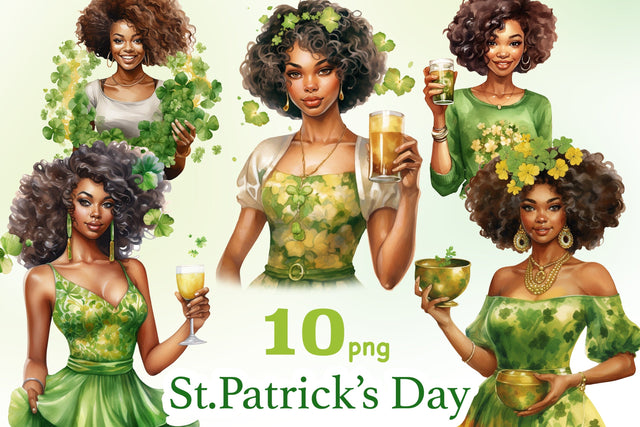St.Patrick’s Day Clipart | Irish Black Girl Clipart SVG GlamArtZhanna 