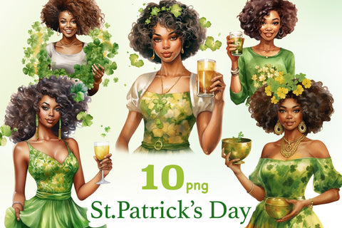 St.Patrick’s Day Clipart | Irish Black Girl Clipart SVG GlamArtZhanna 