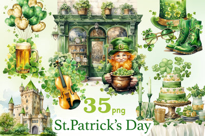St.Patrick’s Day Clipart | Irish Green Illustrations PNG SVG GlamArtZhanna 