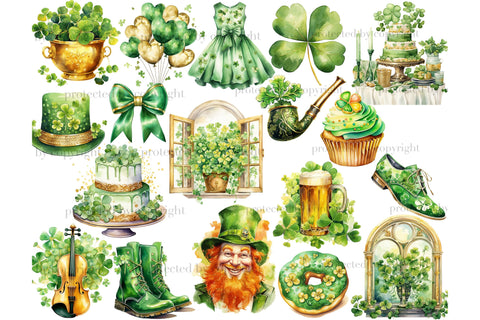St.Patrick’s Day Clipart | Irish Green Illustrations PNG SVG GlamArtZhanna 