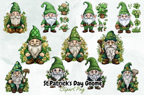 St.Patrick's Day Gnome Clipart Bundle Sublimation Designangry 