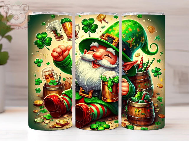 St.Patrick's Day, Lucky Gnomes 20oz Skinny Straight Tumbler Wrap, St Patrick's PNG Downloads, 20oz Tumbler Png, Sublimation Design, Digital, Digital Download PNG Sublimation Lara' s Designs 