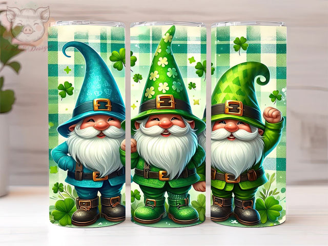 St.Patrick's Day, Lucky Gnomes 20oz Skinny Straight Tumbler Wrap, St Patrick's PNG Downloads, 20oz Tumbler Png, Sublimation Design, Digital, Digital Download PNG Sublimation Lara' s Designs 