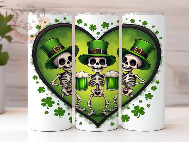 St.Patrick's Skeletons 20oz Tumbler, Skeleton Tumbler Wrap, 20oz Tumbler Sublimation, Spooky St Patricks Design, Gothic Irish Design, Unique Tumbler Wrap, Halloween St Patricks Sublimation Lara' s Designs 