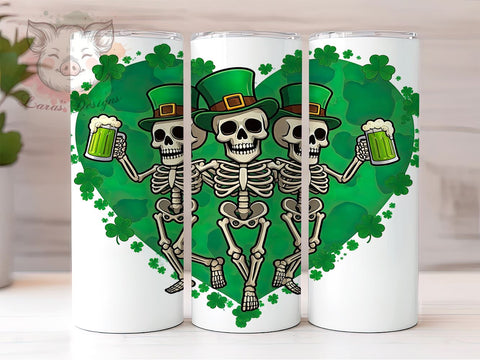 St.Patrick's Skeletons 20oz Tumbler, Skeleton Tumbler Wrap, 20oz Tumbler Sublimation, Spooky St Patricks Design, Gothic Irish Design, Unique Tumbler Wrap, Halloween St Patricks Sublimation Lara' s Designs 