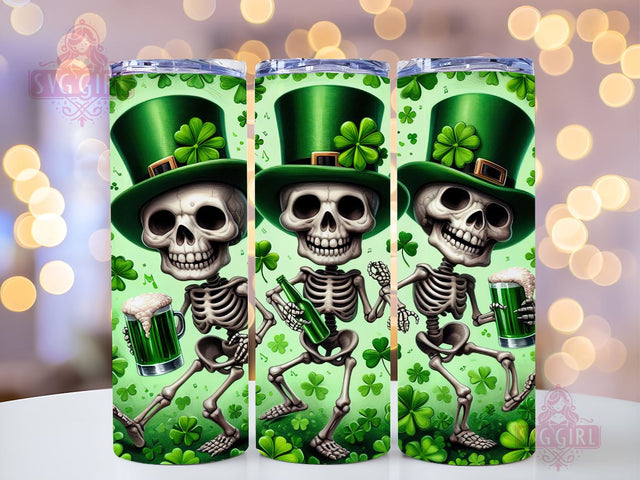 St.Patrick's Skeletons 20oz Tumbler Wrap Sublimation Design, Straight Tapered Tumbler Wrap, St Patricks Day Tumbler Png, Instant Digital Download Sublimation SvggirlplusArt 