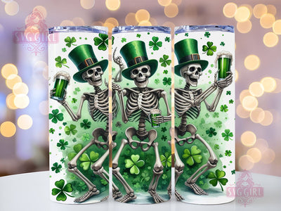 St.Patrick's Skeletons 20oz Tumbler Wrap Sublimation Design, Straight Tapered Tumbler Wrap, St Patricks Day Tumbler Png, Instant Digital Download Sublimation SvggirlplusArt 