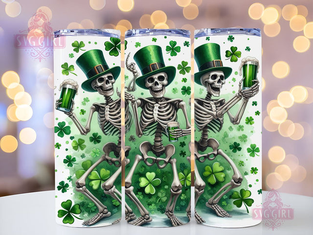St.Patrick's Skeletons 20oz Tumbler Wrap Sublimation Design, Straight Tapered Tumbler Wrap, St Patricks Day Tumbler Png, Instant Digital Download Sublimation SvggirlplusArt 