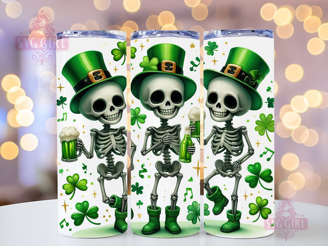 St.Patrick's Skeletons 20oz Tumbler Wrap Sublimation Design, Straight Tapered Tumbler Wrap, St Patricks Day Tumbler Png, Instant Digital Download Sublimation SvggirlplusArt 