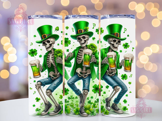 St.Patrick's Skeletons 20oz Tumbler Wrap Sublimation Design, Straight Tapered Tumbler Wrap, St Patricks Day Tumbler Png, Instant Digital Download Sublimation SvggirlplusArt 