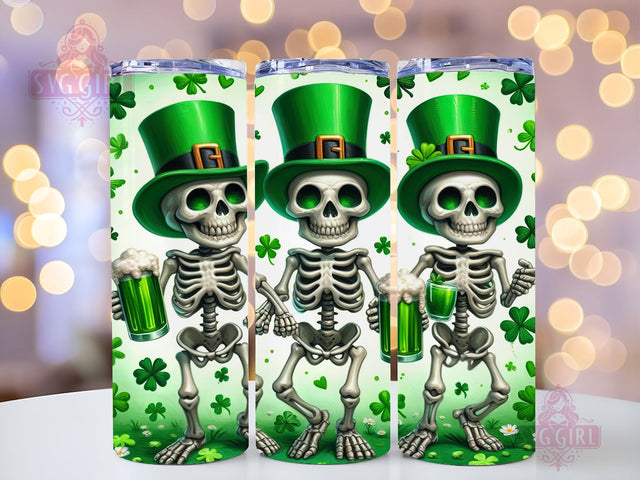 St.Patrick's Skeletons 20oz Tumbler Wrap Sublimation Design, Straight Tapered Tumbler Wrap, St Patricks Day Tumbler Png, Instant Digital Download Sublimation SvggirlplusArt 