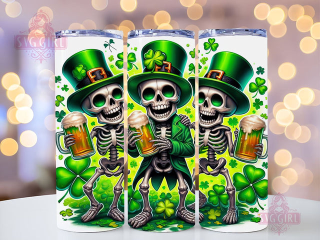 St.Patrick's Skeletons 20oz Tumbler Wrap Sublimation Design, Straight Tapered Tumbler Wrap, St Patricks Day Tumbler Png, Instant Digital Download Sublimation SvggirlplusArt 