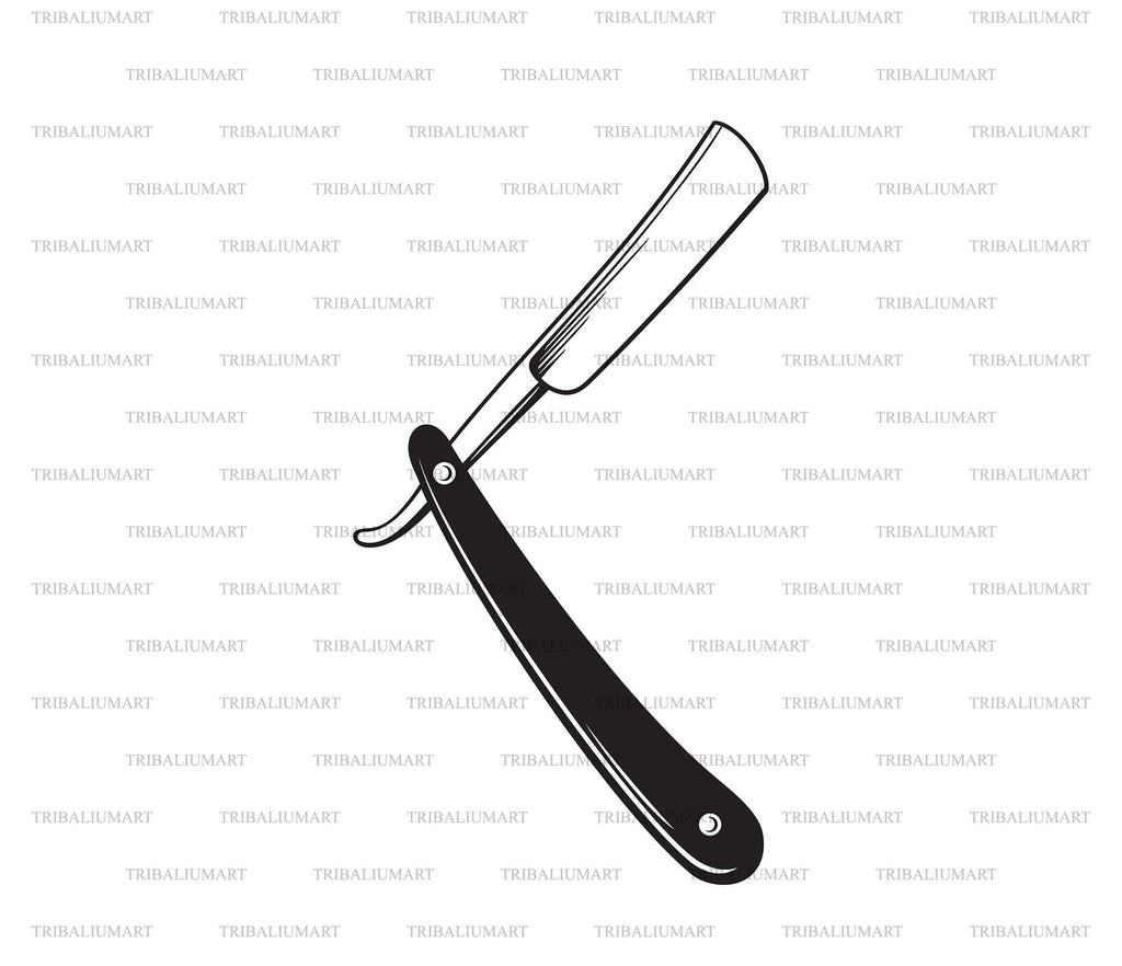 Straight Razor. Cut files for Cricut. Clip Art silhouettes (eps, svg ...