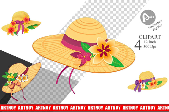 Straw Hat Clipart Sublimation artnoy 