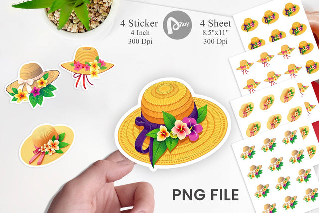 Straw Hat Sticker Sublimation artnoy 
