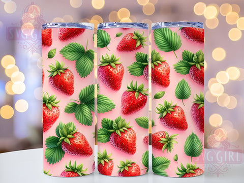 Strawberries 20oz Tumbler Wrap Sublimation Design, Straight Tapered Tumbler Wrap, Strawberry Tumbler Png, Instant Digital Download Sublimation SvggirlplusArt 