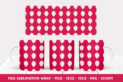 Strawberries Mug Sublimation Design. Summer Mug Wrap PNG 014 Sublimation LaBelezoka 