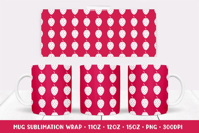 Strawberries Mug Sublimation Design. Summer Mug Wrap PNG 014 Sublimation LaBelezoka 
