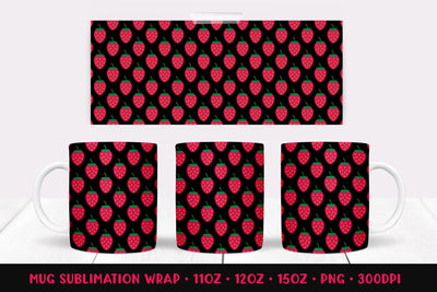Strawberries Mug Sublimation Design. Summer Mug Wrap PNG 09 Sublimation LaBelezoka 