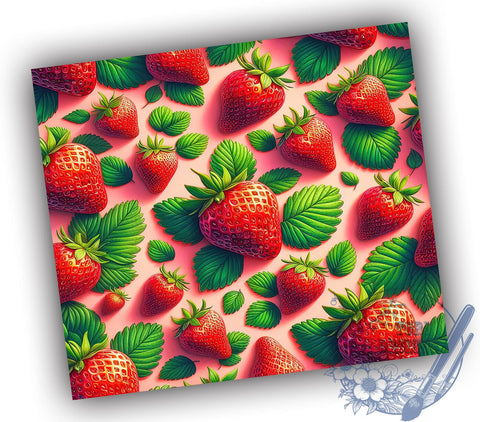 Strawberry 20oz Skinny Tumbler, Strawberries Tumbler Png, Straight & Tapered Tumbler Wrap, Instant Digital Download Sublimation ToriDesigns 