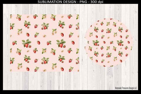 Strawberry 20oz Skinny Tumbler Wrap PNG | Sublimation Design | Watercolor Strawberry Tumbler Template | Summer Tumbler Design | Car Coaster PNG Sublimation Keepsake Treasures Designs LLC. 