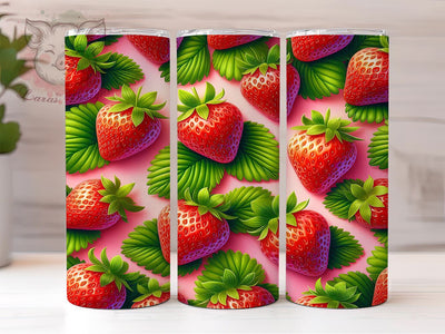 Strawberry 20oz Tumbler Png, Straight & Tapered Tumbler Png, Strawberries Tumbler Png, Digital Download PNG Sublimation Lara' s Designs 