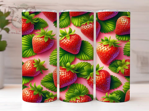 Strawberry 20oz Tumbler Png, Straight & Tapered Tumbler Png, Strawberries Tumbler Png, Digital Download PNG Sublimation Lara' s Designs 