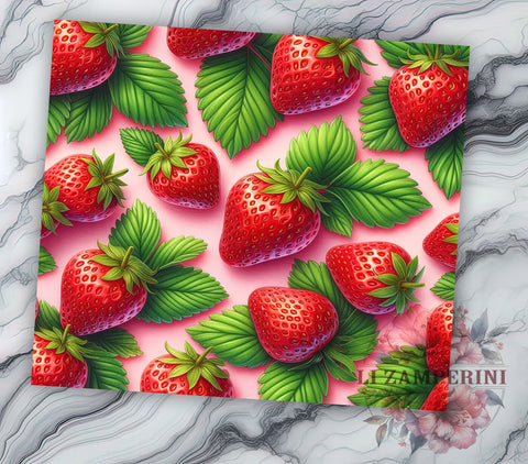 Strawberry 20oz Tumbler Wrap PNG, Strawberries Tumbler Png, Straight & Tapered Tumbler Wrap, Instant Digital Download Sublimation Li Zamperini 