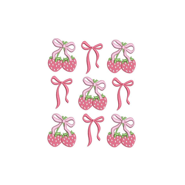 Strawberry and Pink Ribbon Embroidery Design, St. Valentine Day Embroidery Design, 4 sizes, Instant Download Embroidery/Applique DESIGNS Nino Nadaraia 