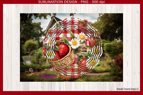 Strawberry Basket Wind Spinner Sublimation Template Png, Digital Download Sublimation Keepsake Treasures Designs LLC. 