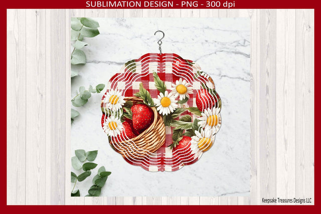 Strawberry Basket Wind Spinner Sublimation Template Png, Digital Download Sublimation Keepsake Treasures Designs LLC. 
