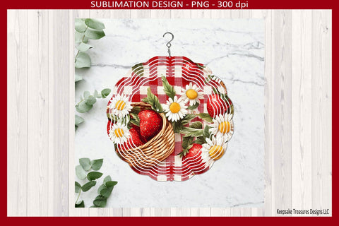 Strawberry Basket Wind Spinner Sublimation Template Png, Digital Download Sublimation Keepsake Treasures Designs LLC. 
